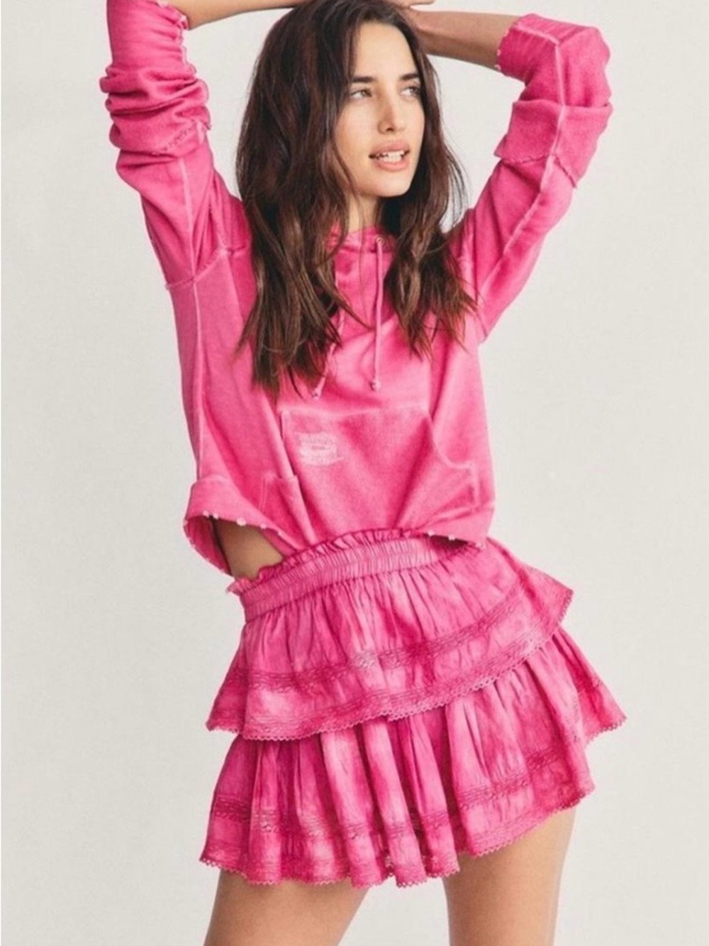 LoveShackFancy Hot Pink Mini Skirt